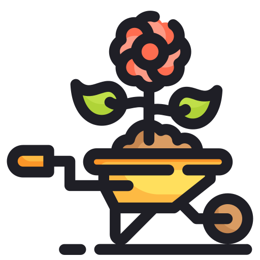 Kolorowy kwiatek w taczce